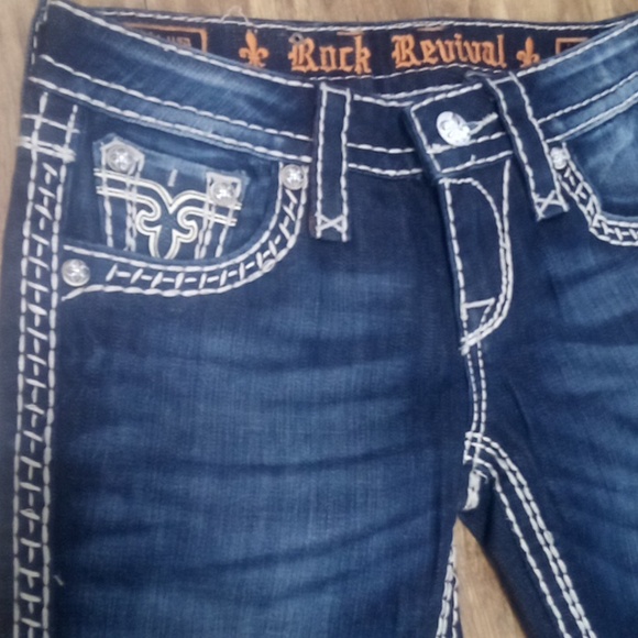 Rock Revival NWOT Women's 26 Pamela Embellished Embroidered Dark Fade Boot Cut - Picture 5 of 7